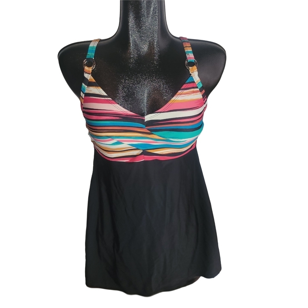 Krista Striped Multicolor Swim Dress Size 10